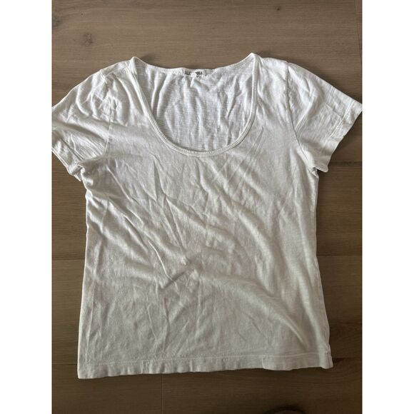 Alex Mill Tops - Alex Mill White Scoop Neck Slub Tee Size L Casual Essential Top